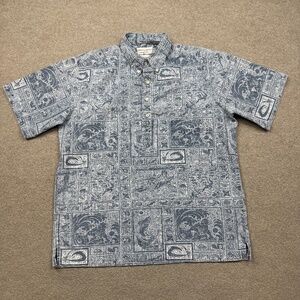 Reyn Spooner Polo Shirt Mens Large Blue Short Sleeve Surfer Logo